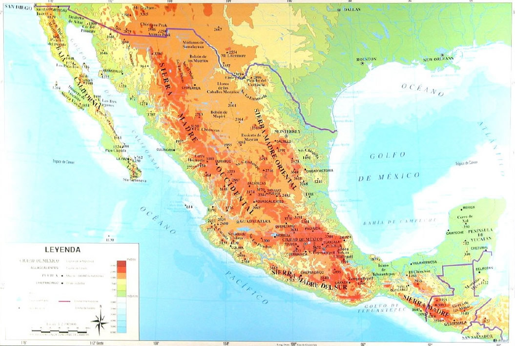 Mexico Topographical And Political Maps